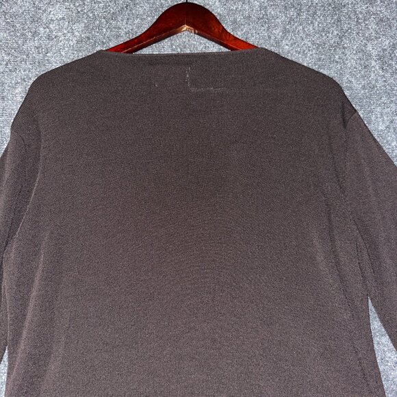 Chicos Top Womens Large Brown Stretch Long Sleeve Popover Blouse V Neck - Picture 6 of 6